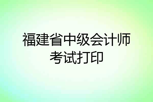 福建省中级会计师考试打印