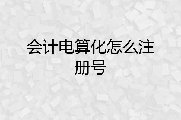 会计电算化怎么注册号