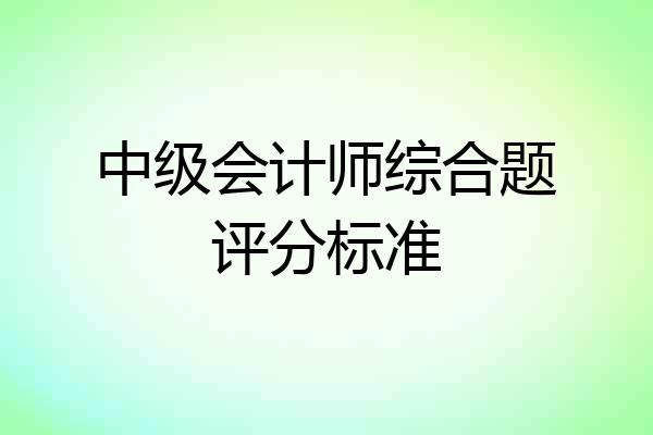 中级会计师综合题评分标准