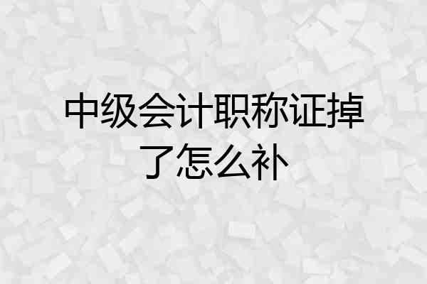 中级会计职称证掉了怎么补