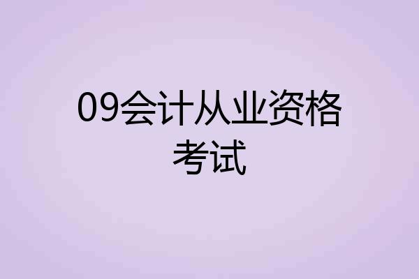09会计从业资格考试