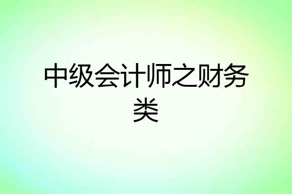 中级会计师之财务类