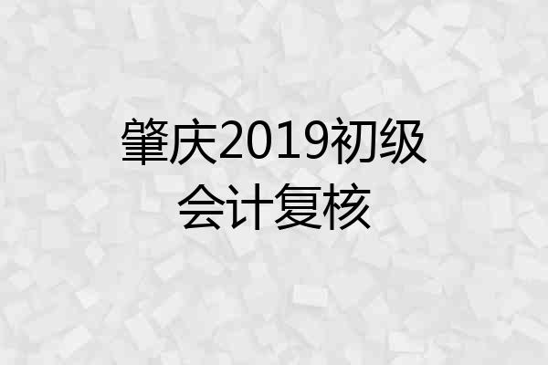 肇庆2019初级会计复核