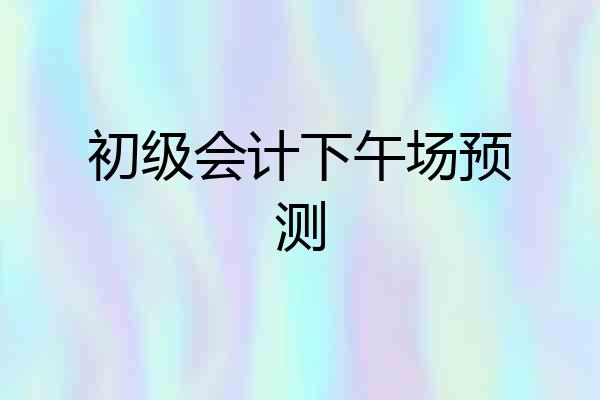 初级会计下午场预测