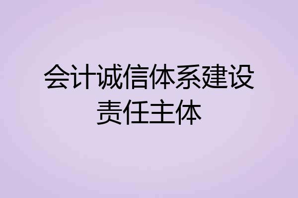 会计诚信体系建设责任主体