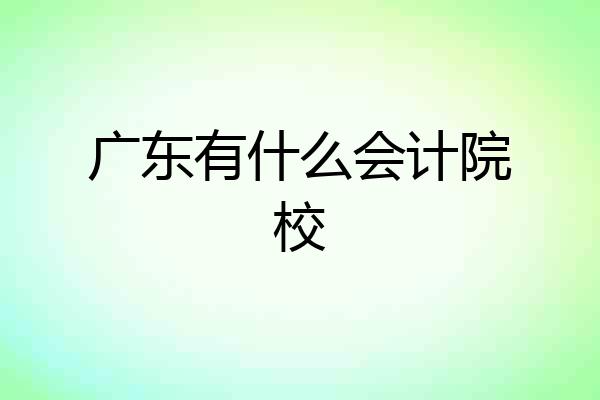 广东有什么会计院校