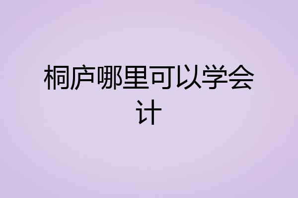 桐庐哪里可以学会计