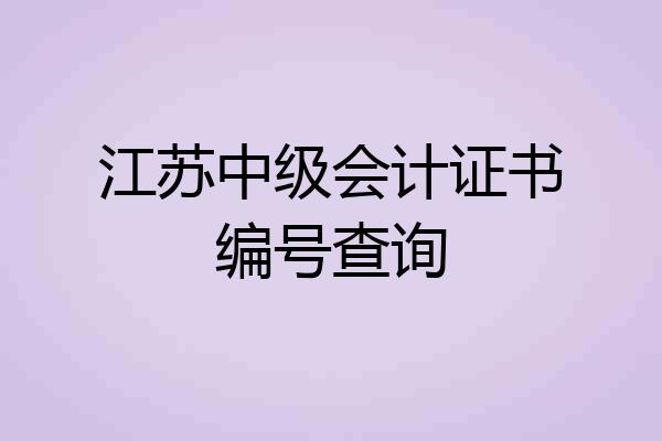 江苏中级会计证书编号查询