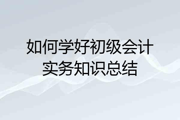 如何学好初级会计实务知识总结