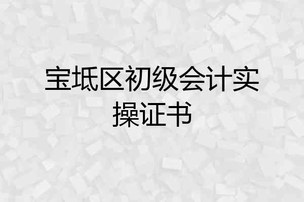 宝坻区初级会计实操证书