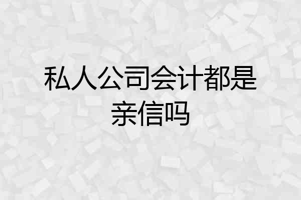 私人公司会计都是亲信吗