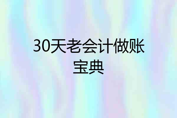 30天老会计做账宝典