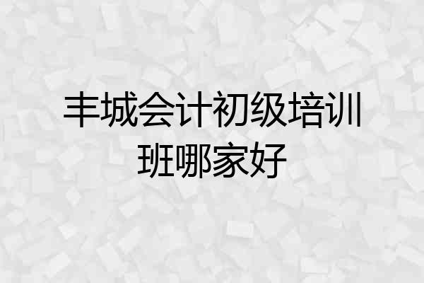 丰城会计初级培训班哪家好