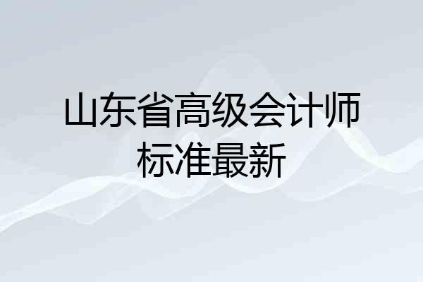 山东省高级会计师标准最新