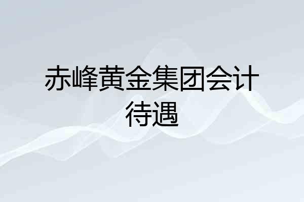 赤峰黄金集团会计待遇
