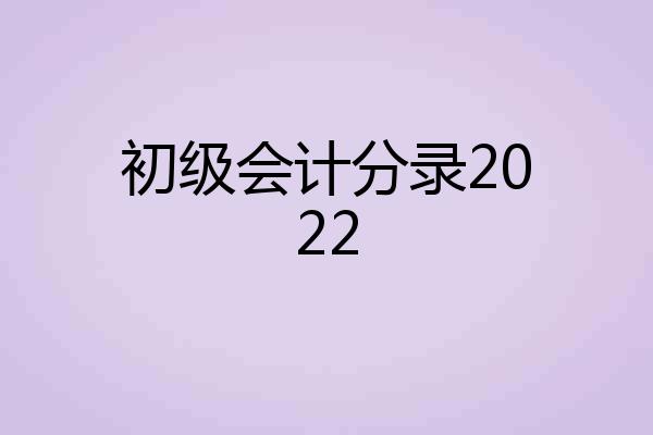 初级会计分录2022