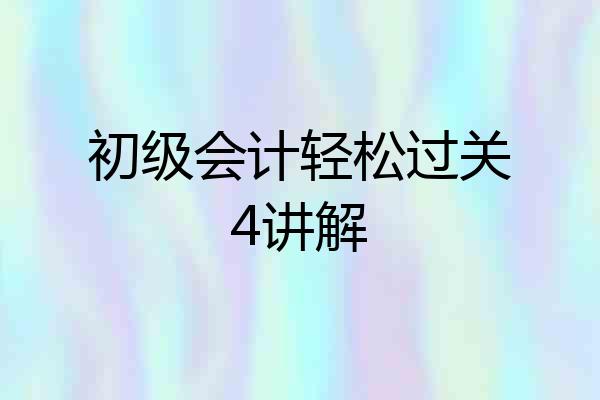初级会计轻松过关4讲解