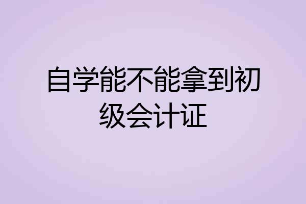 自学能不能拿到初级会计证