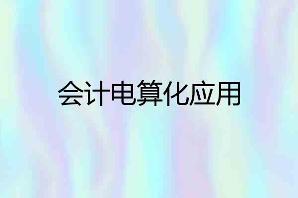 会计电算化应用