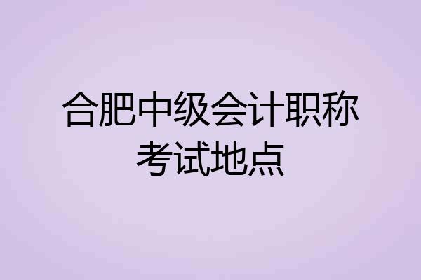 合肥中级会计职称考试地点