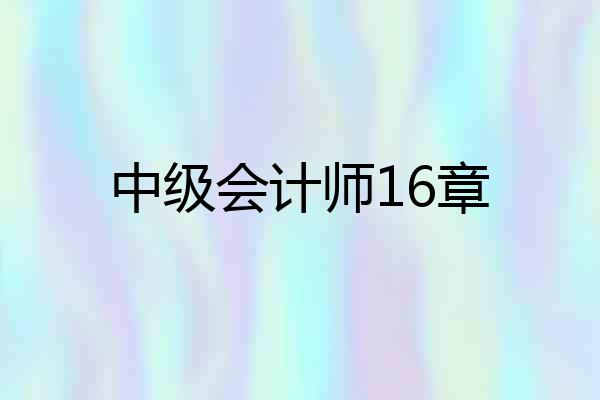 中级会计师16章