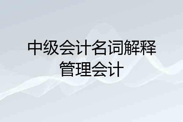 中级会计名词解释管理会计