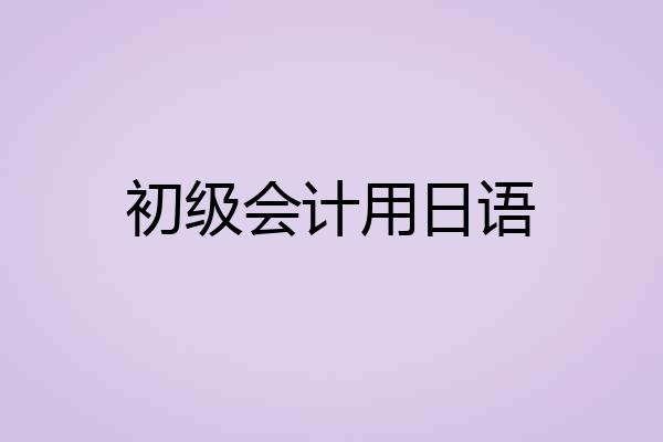 初级会计用日语