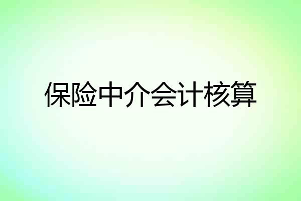 保险中介会计核算