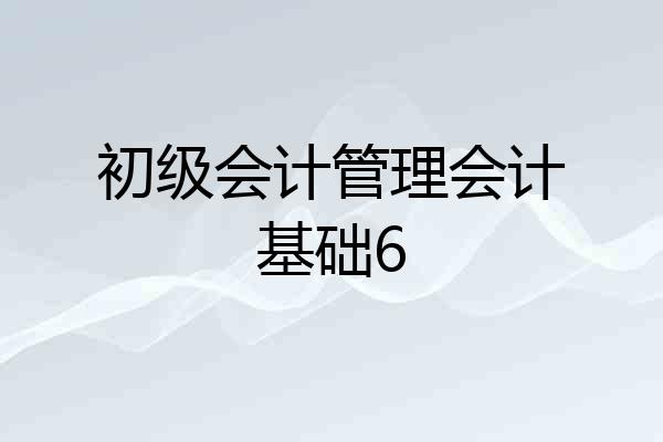 初级会计管理会计基础6