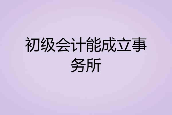 初级会计能成立事务所