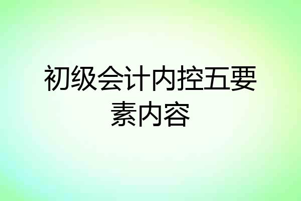 初级会计内控五要素内容