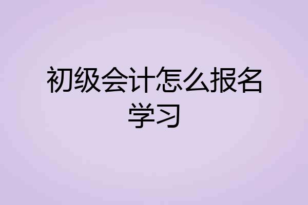 初级会计怎么报名学习