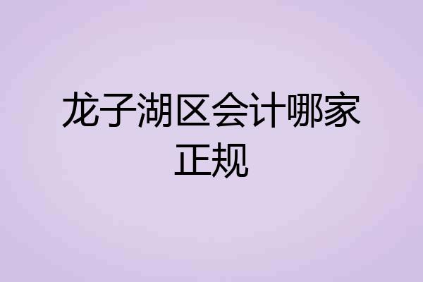 龙子湖区会计哪家正规