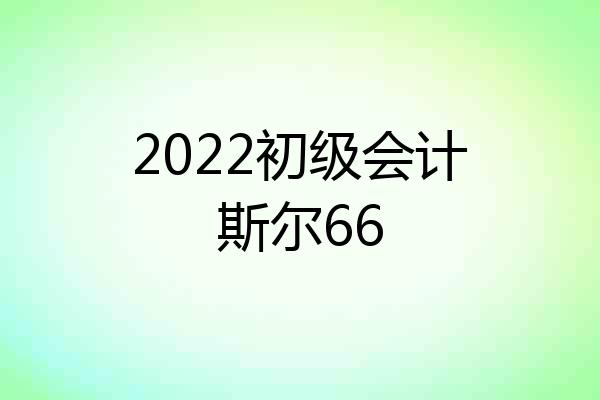 2022初级会计斯尔66
