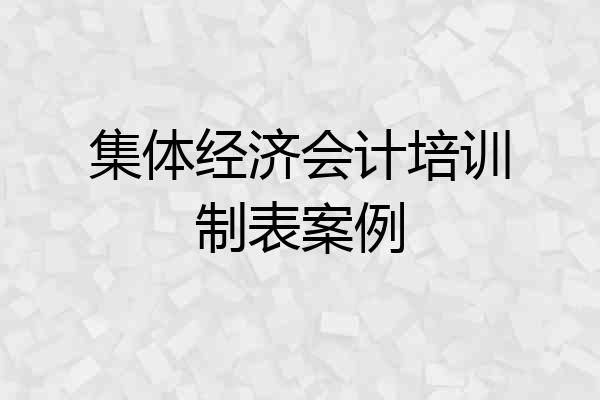 集体经济会计培训制表案例