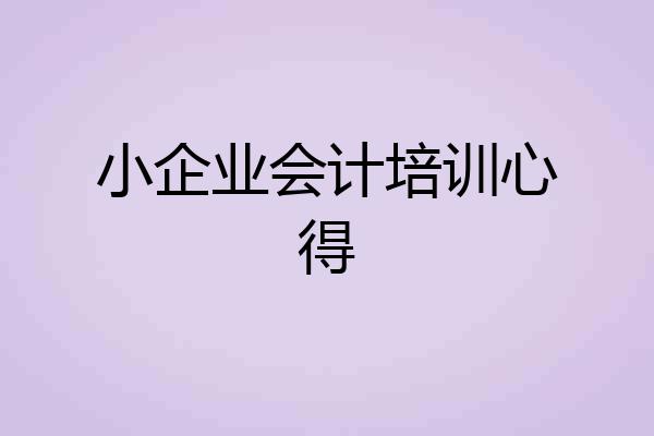 小企业会计培训心得