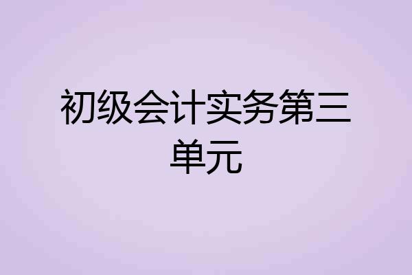 初级会计实务第三单元