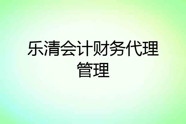 乐清会计财务代理管理