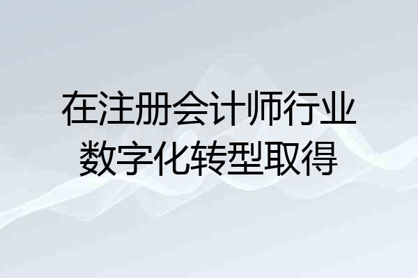 在注册会计师行业数字化转型取得