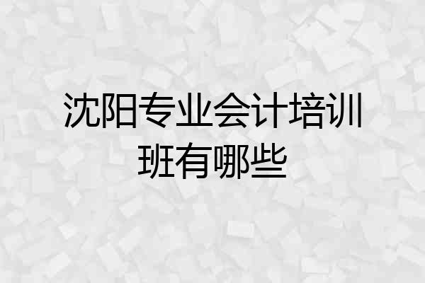 沈阳专业会计培训班有哪些