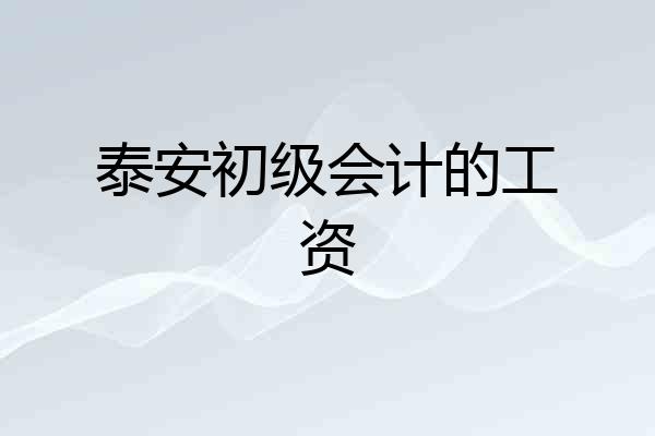 泰安初级会计的工资