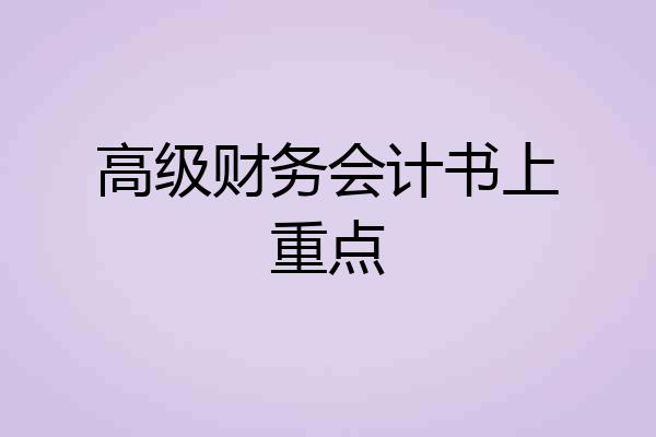 高级财务会计书上重点