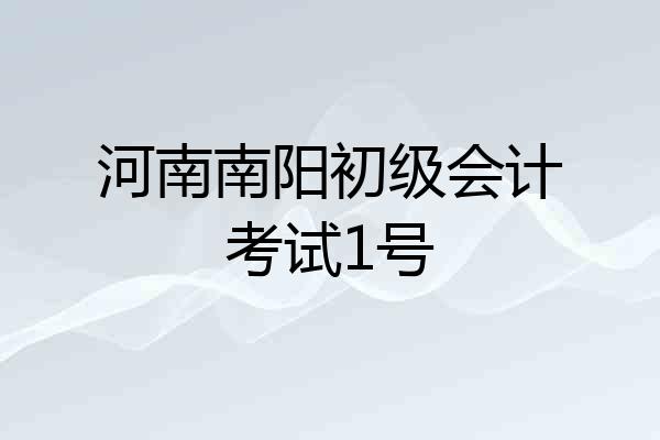 河南南阳初级会计考试1号