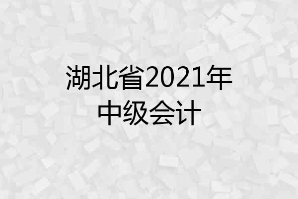 湖北省2021年中级会计