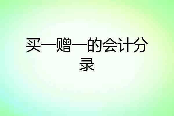 买一赠一的会计分录