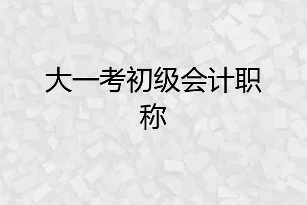 大一考初级会计职称