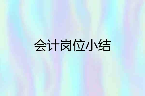 会计岗位小结