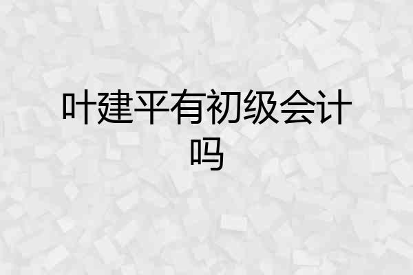 叶建平有初级会计吗