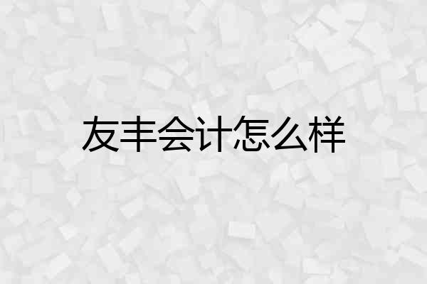友丰会计怎么样