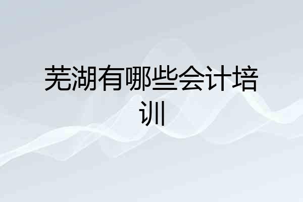 芜湖有哪些会计培训